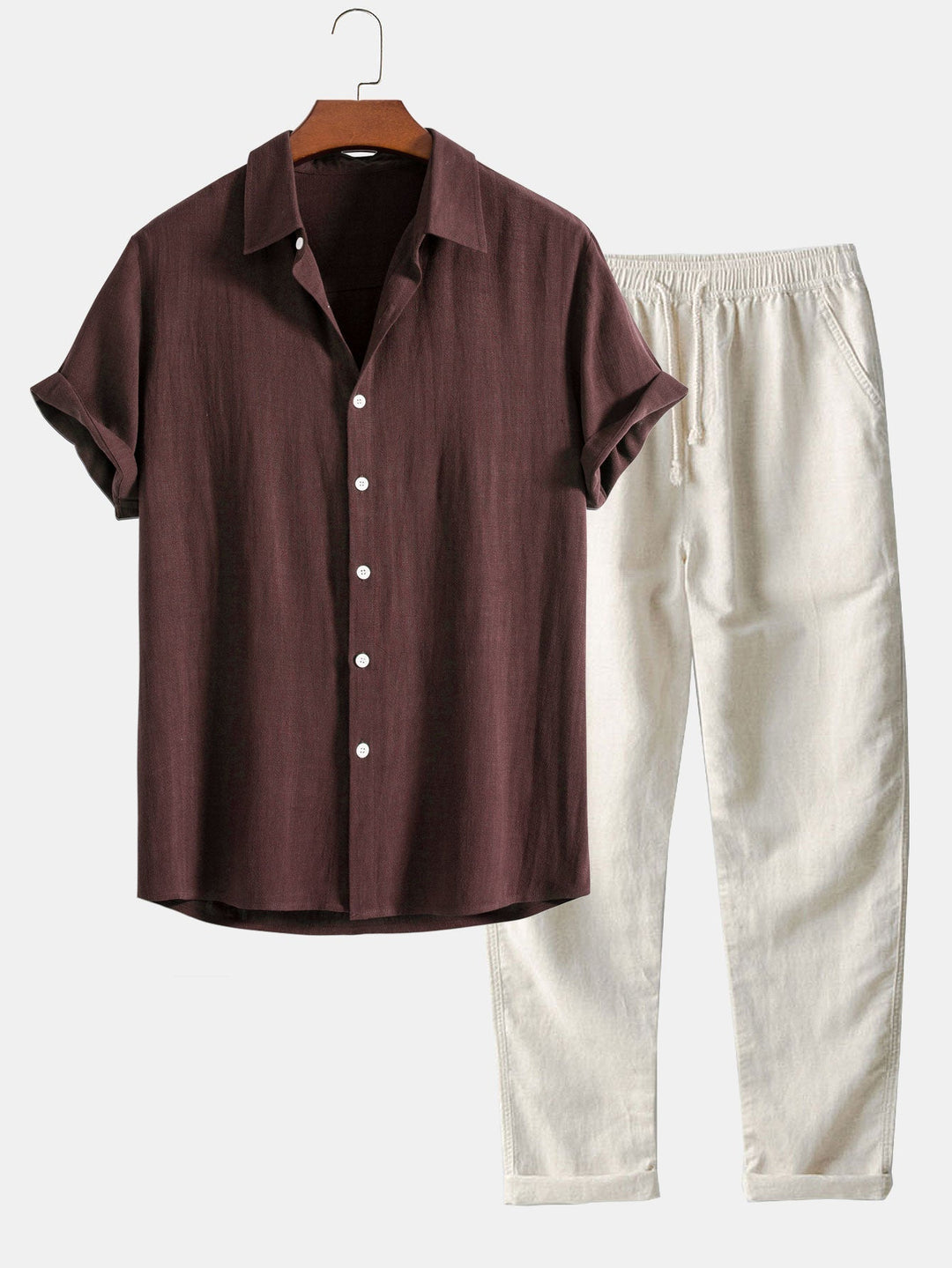 Set estivo per uomini di Richard - Look di lino traspirante con maniche corte e pantaloni comodi