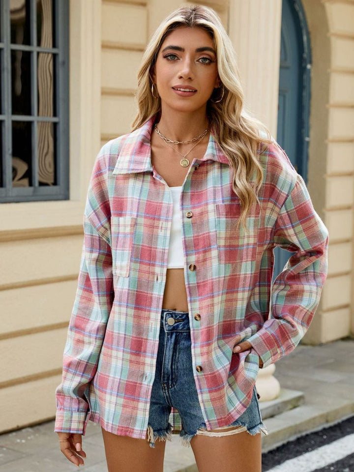 Ley Chemise Femme – Chemise à Carreaux Élégante à Manches Longues Style Décontracté Chic