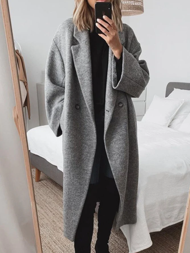 Celia Manteau Femme – Long en Laine Mélangée, Coupe Oversize Élégante & Moderne