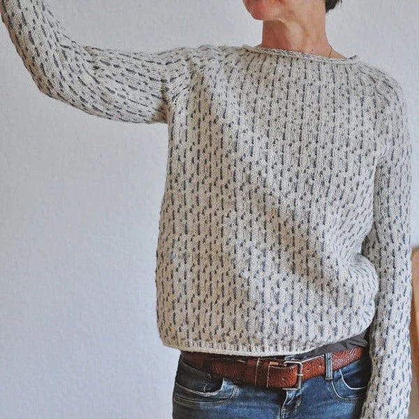 Samira Pull Femme – Pull Gris Élégant à Manches Longues, Style Chic & Confortable