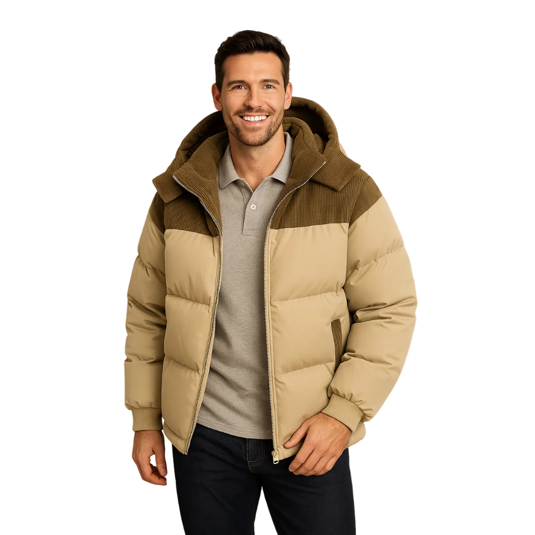 Mason  Veste Puffer Homme – Doudoune Matelassée avec Capuche en Velours Côtelé