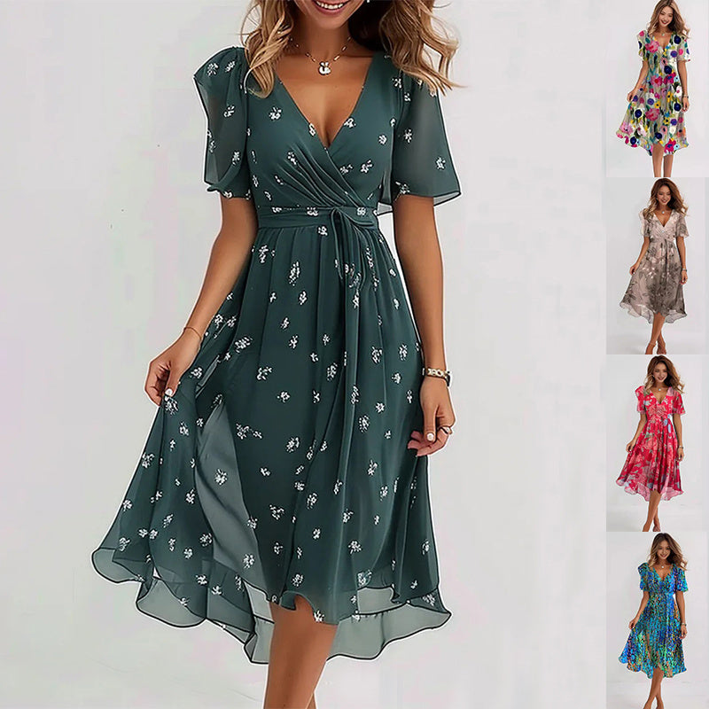Aimee Robe Midi Femme – Coupe Flatteuse avec Imprimé Floral Vibrant & Confort Respirant
