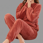 Alisson Ensemble Velours Damen – Weiches Gefüttertes Outfit mit Langärmeligen & Elastischen Bündchen