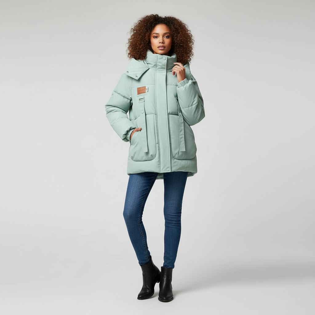 Mabelle Chaqueta de Invierno para Mujer Impermeable – Abrigo Acolchado con Capucha y Corte Entallado