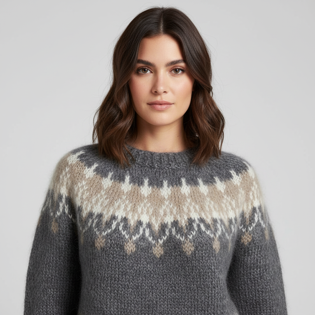 Bella Pull Oversize Femme – Pull en Maille Fair Isle Confortable pour un Style Hivernal