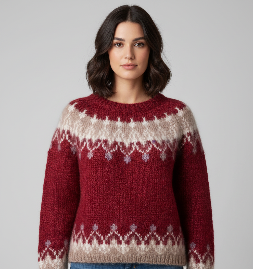Bella Oversize-Pullover Damen – Bequemer Fair Isle Strickpullover für einen winterlichen Stil