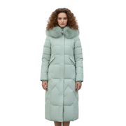 Andrea Manteau Lungo Donna Dea Studios – Piumino Trapuntato con Motivo Chevron e Cappuccio