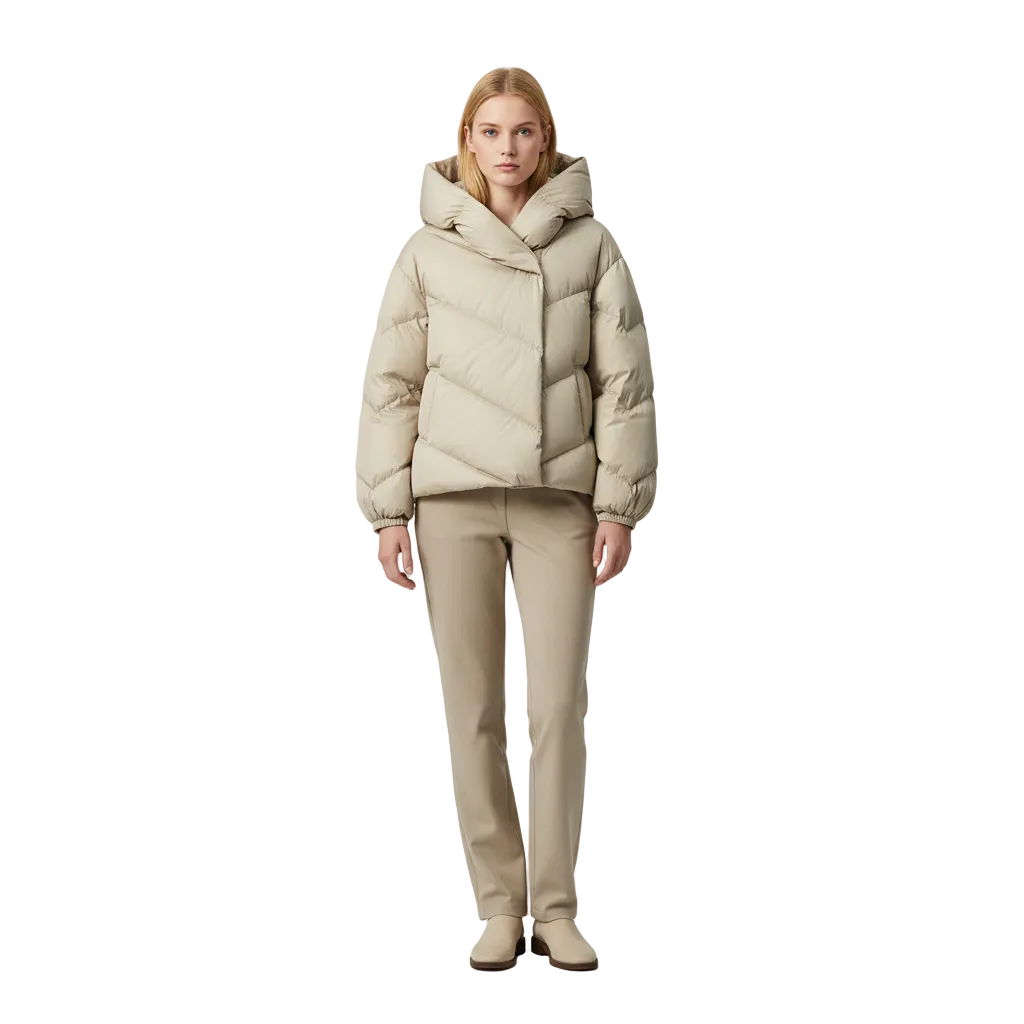 Yzekiella Chaqueta Acolchada Mujer – Cazadora Ligera con Capucha y Cierre Asimétrico