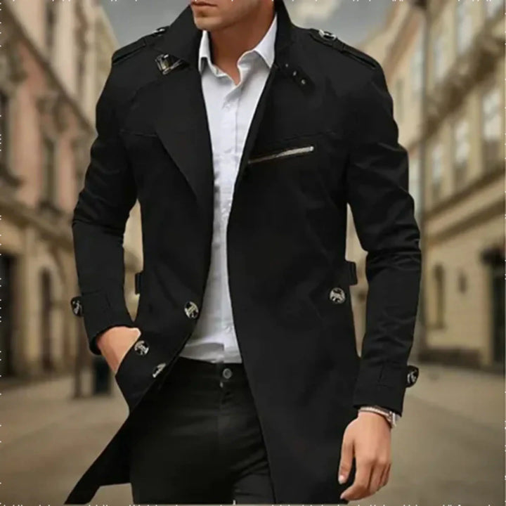 Rey Manteau Homme – Trench-Coat Imperméable Élégant à Double Boutonnage Classique