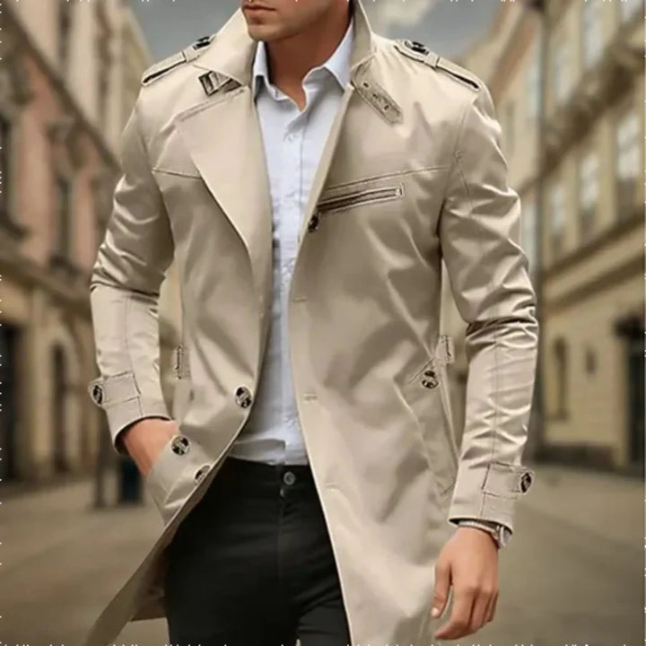 Rey Manteau Homme – Trench-Coat Imperméable Élégant à Double Boutonnage Classique