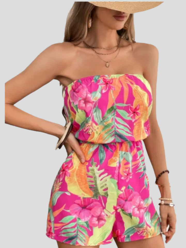 Combinaison Femme Lily – Tenue d’Été Bustier à Imprimé Fleuri avec Taille Élastique Confortable