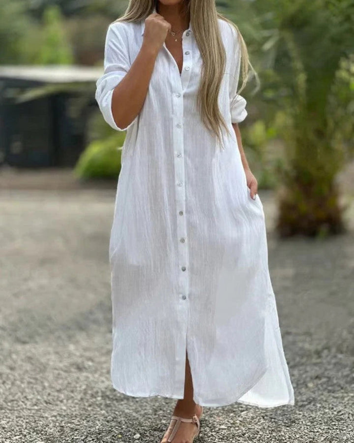 Bianca Robe Chemise Femme – Coton Italien Doux avec Col Classique & Coupe Décontractée