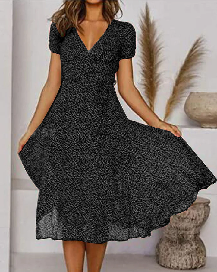 Élise Robe Femme Mousseline – Imprimé Floral Léger, Col en V & Coupe Fluide Estivale