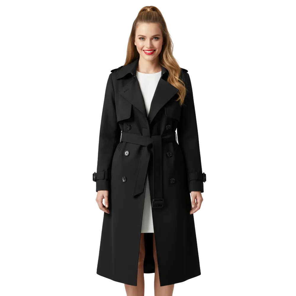 Charlie Women's Trenchcoat – Elegant Mid-Length Double-Breasted Coat with Fitted Cut