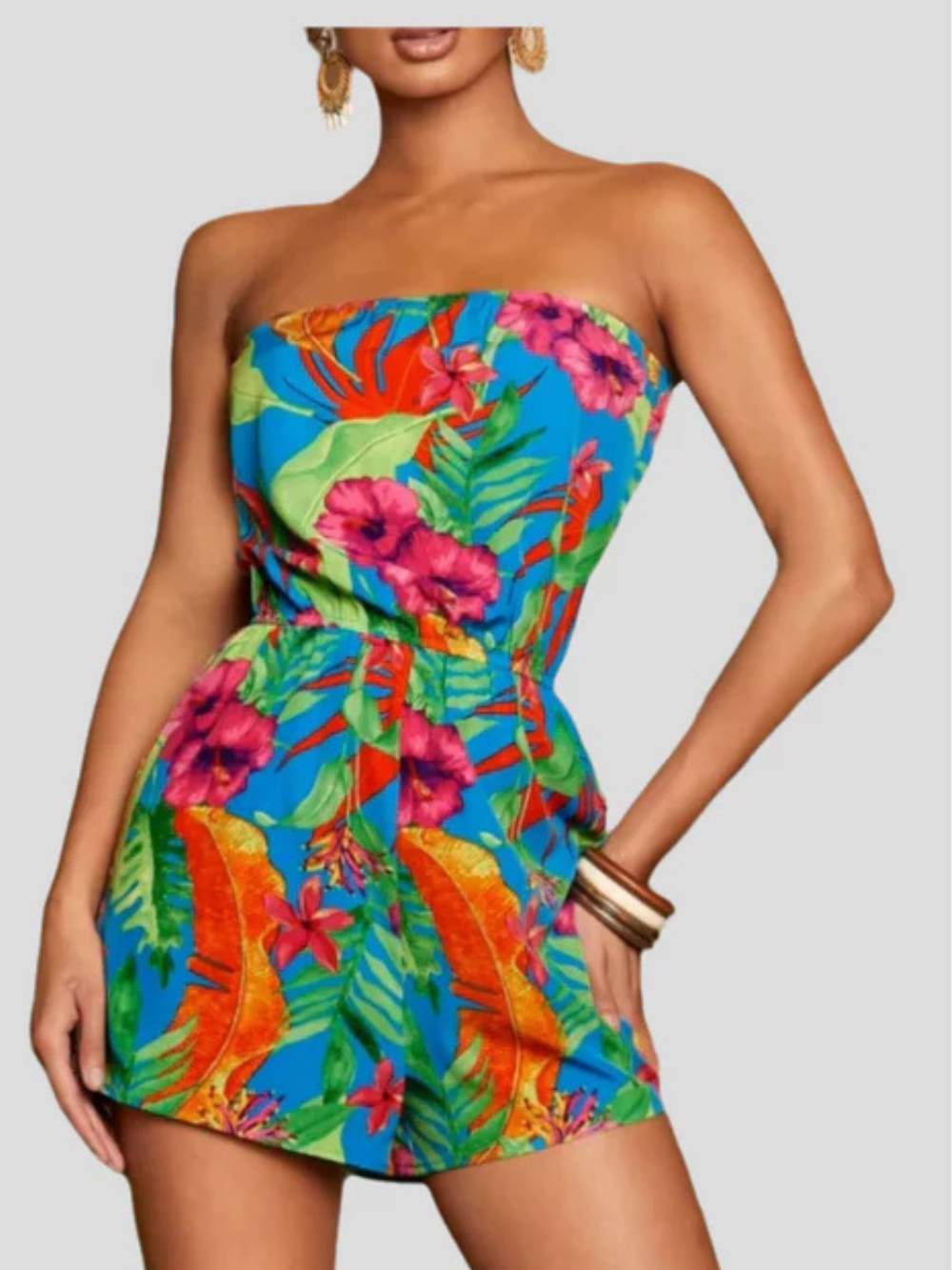 Combinaison Femme Lily – Tenue d’Été Bustier à Imprimé Fleuri avec Taille Élastique Confortable