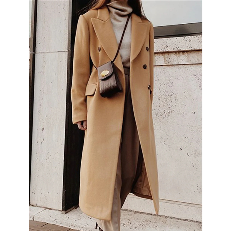Elma Women's Long Wool Coat with Belt – Elegant, Warm & Timeless
