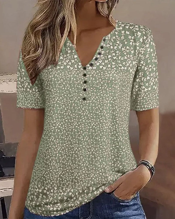 Top d’Été Femme Naomi – T-Shirt à Imprimé Fleuri avec Manches Courtes & Coupe Stretch Confortable