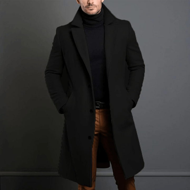 Edward Wintermantel lang für Herren – warme isolierte Trenchcoat-Jacke mit klassischem und elegantem Schnitt