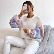 Delilah Multicolored Knitted Sweater for Women – Soft and Warm Sweater with Relaxed Fit and Layered Design