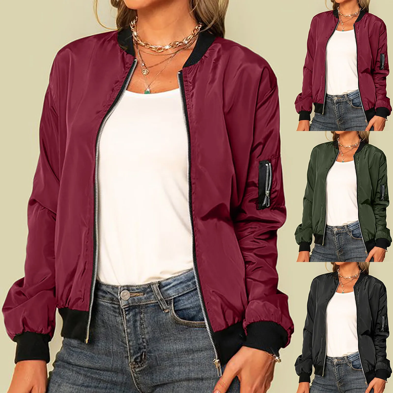 Ailany Blouson Bomber Femme – Veste Légère avec Fermeture Éclair & Style Moderne