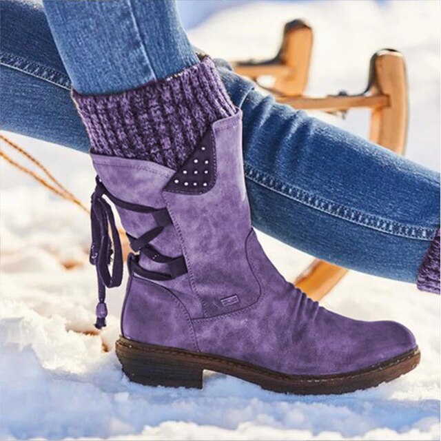Juliana Botas de Nieve Mujer – Botas Medio Altas de Invierno en Cuero PU Resistente y Suela Robusta