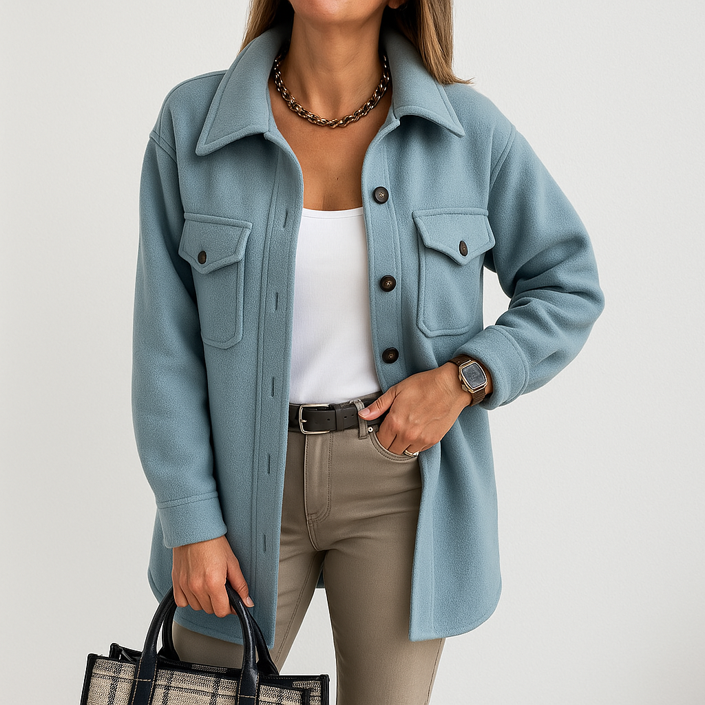 Kayleigh Surchemise Femme – Beige Oversize à Coupe Droite, Style Chic & Décontracté