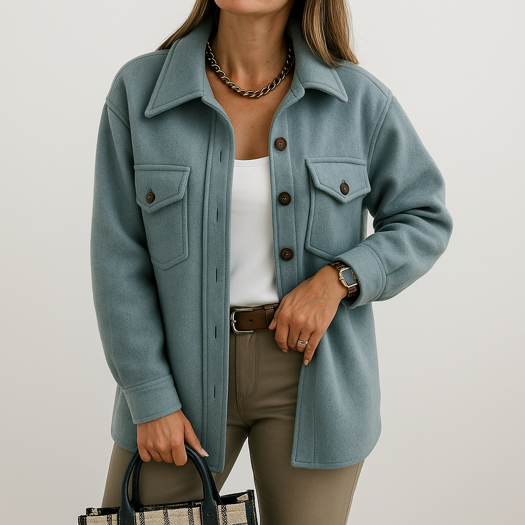 Kayleigh Surchemise Femme – Beige Oversize à Coupe Droite, Style Chic & Décontracté