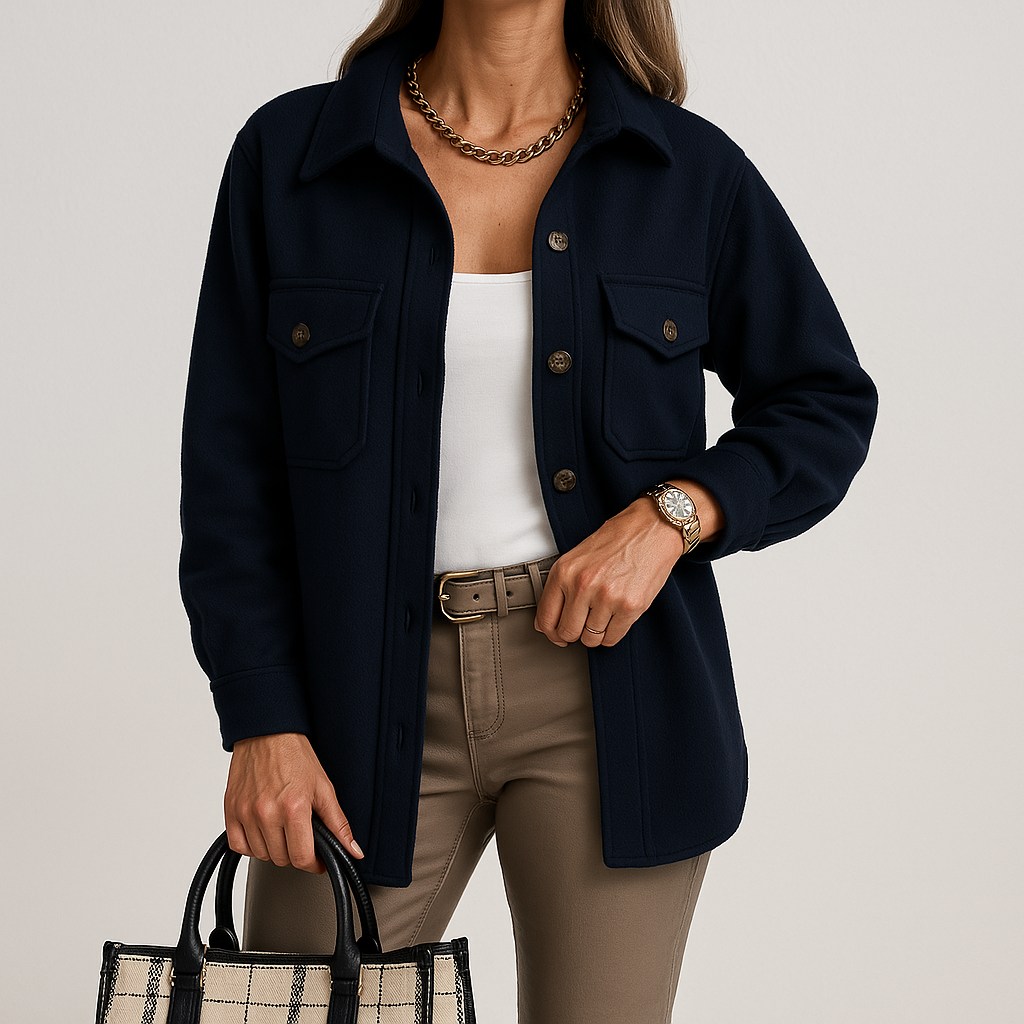 Camicia oversize da donna Kayleigh – Beige, vestibilità dritta, stile chic e casual