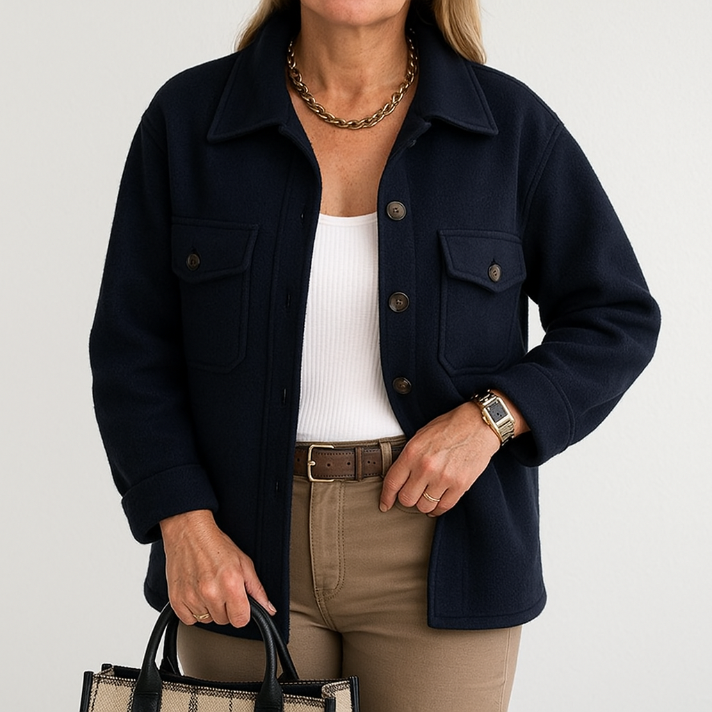 Camicia oversize da donna Kayleigh – Beige, vestibilità dritta, stile chic e casual