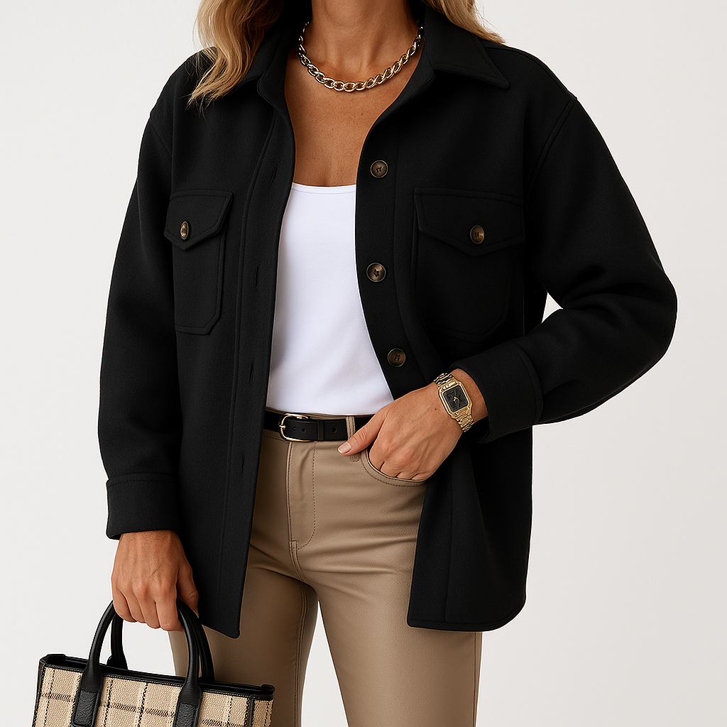 Camicia oversize da donna Kayleigh – Beige, vestibilità dritta, stile chic e casual