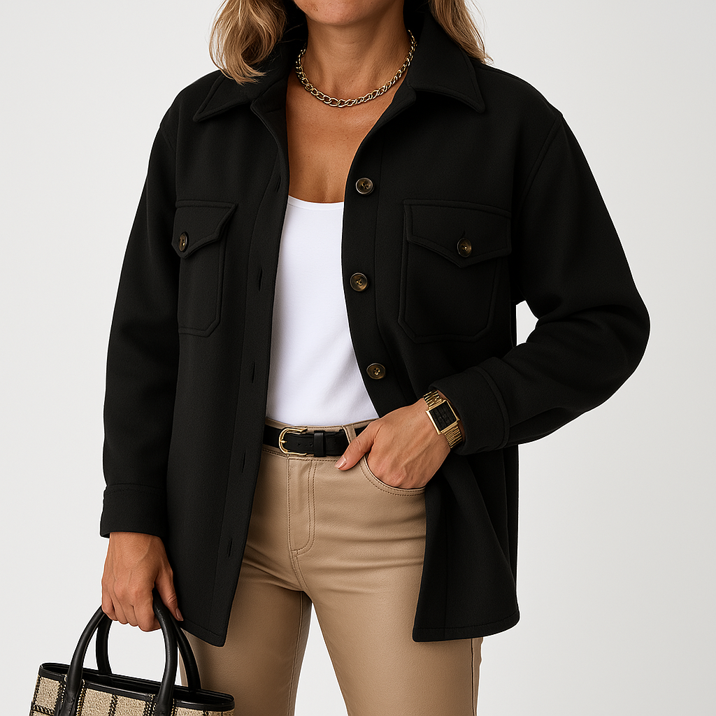 Camicia oversize da donna Kayleigh – Beige, vestibilità dritta, stile chic e casual