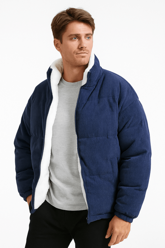 Daniel Veste Corduroy Herren – Jacke mit warmem Fleece-Futter, Reißverschluss & Stehkragen