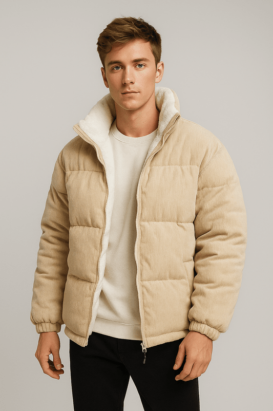 Daniel Veste Corduroy Herren – Jacke mit warmem Fleece-Futter, Reißverschluss & Stehkragen