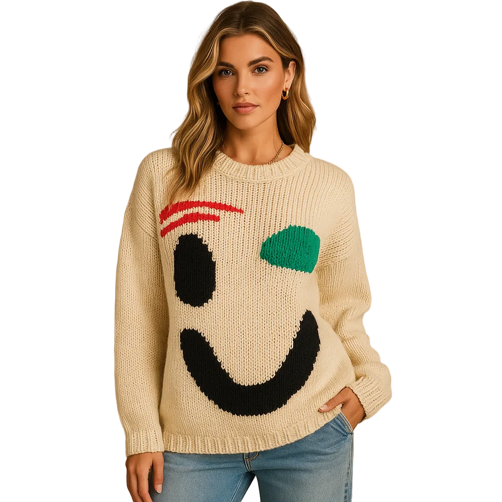 Riley Pull Femme Motif Abstrait – Maille Douce & Coupe Décontractée Style Urbain