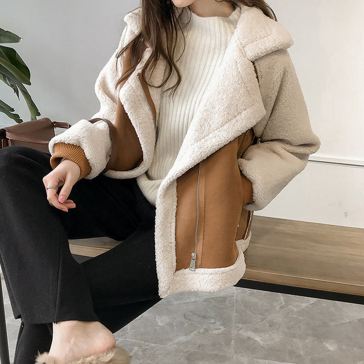 Emerald Veste Femme – Manteau Douillet en Fausse Fourrure avec Col Chaud & Fermeture Éclair