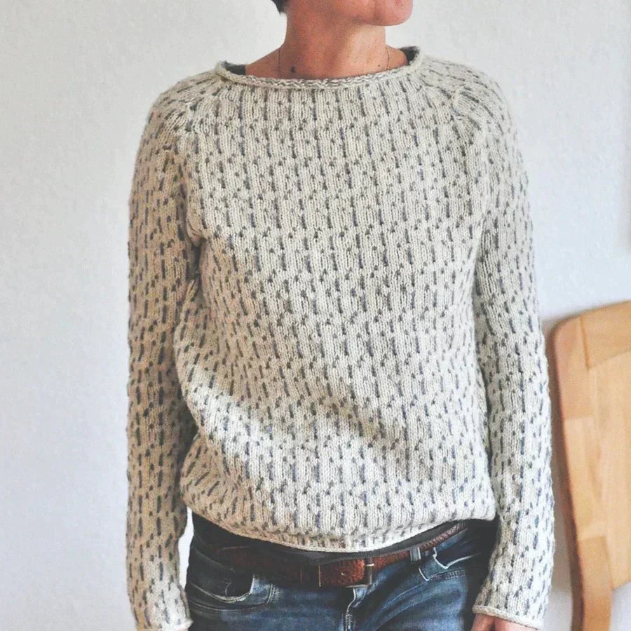 Samira Pull Femme – Pull Gris Élégant à Manches Longues, Style Chic & Confortable