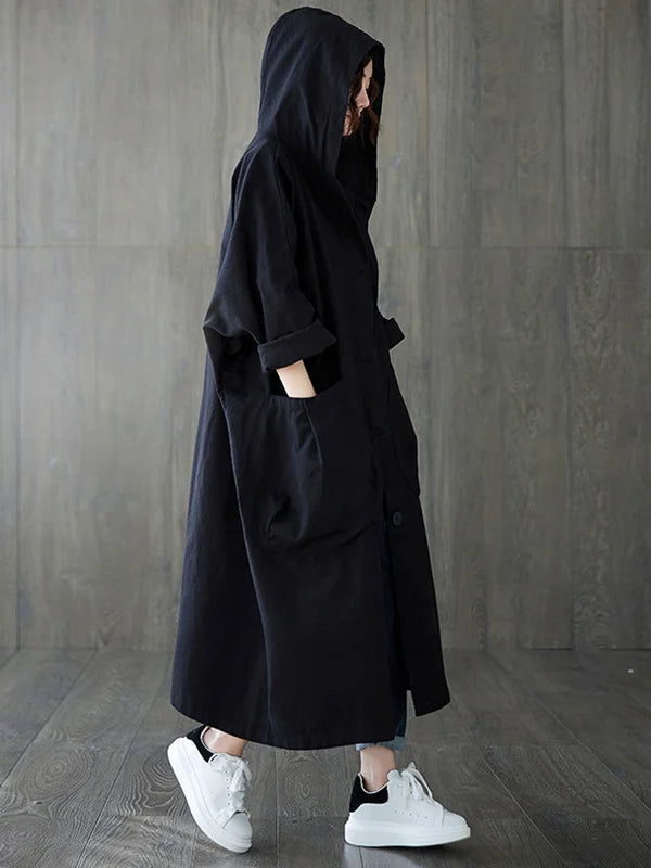 Selena Trenchcoat Femme – Longue Veste avec Capuche & Coupe Élégante pour Temps Pluvieux