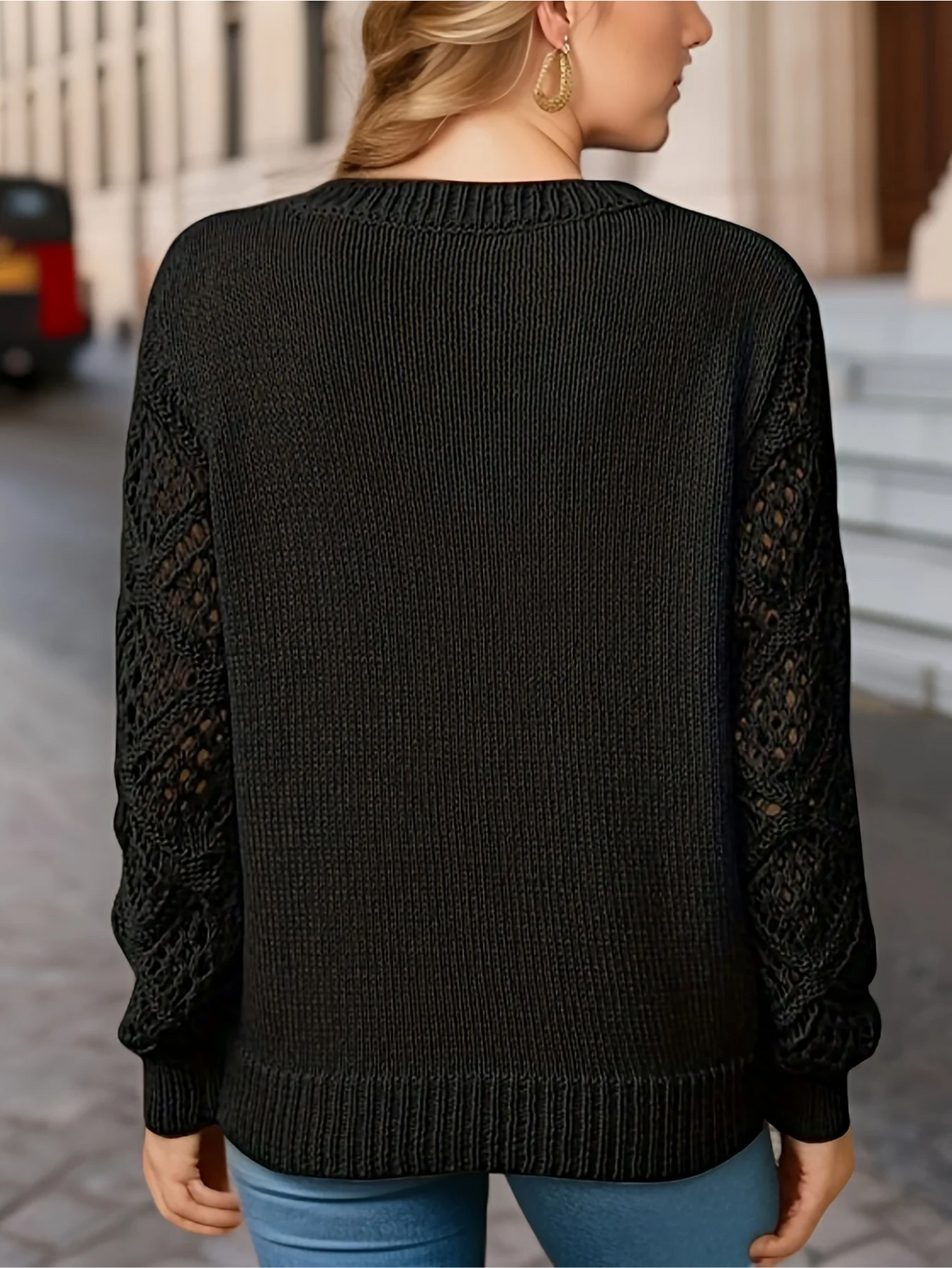 Danny Pull Femme – Léger, Manches Crochetées et Col en V pour un Look Élégant