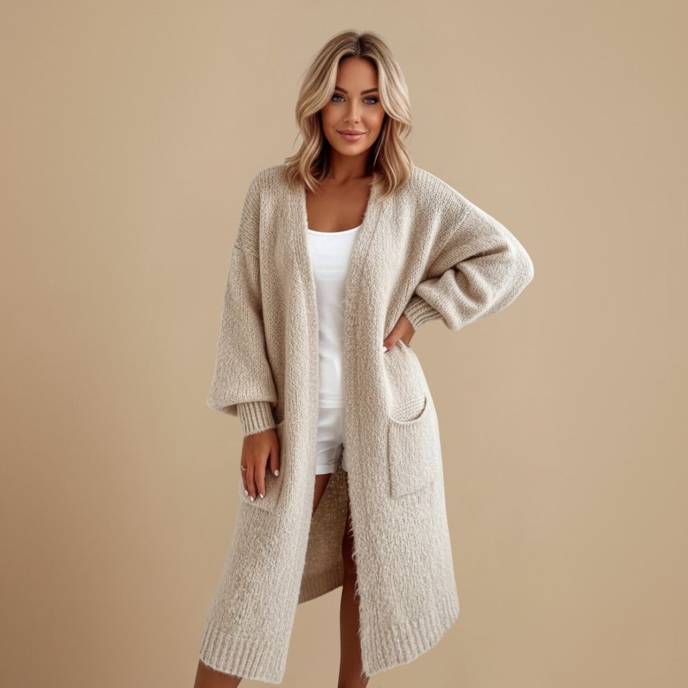 Laleng Long Oversize Cardigan for Women – Soft Knit Vest with Pockets & Relaxed Fit