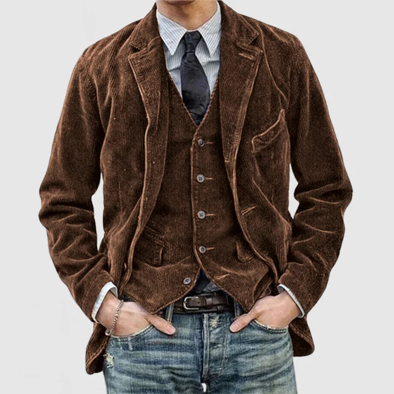 James Blazer Homme en Velours Côtelé – Élégant, Chaud & Polyvalent avec Gilet Moderne