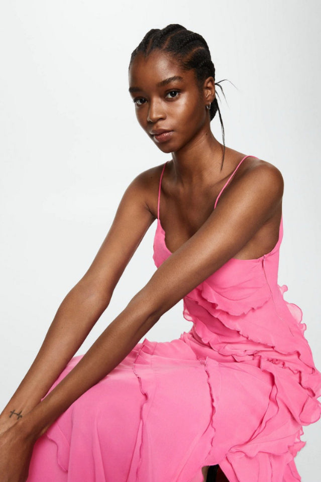 Robe Longue Femme Ashtine – Robe d’Été Légère à Volants avec Jupe à Étages & Look de Plage