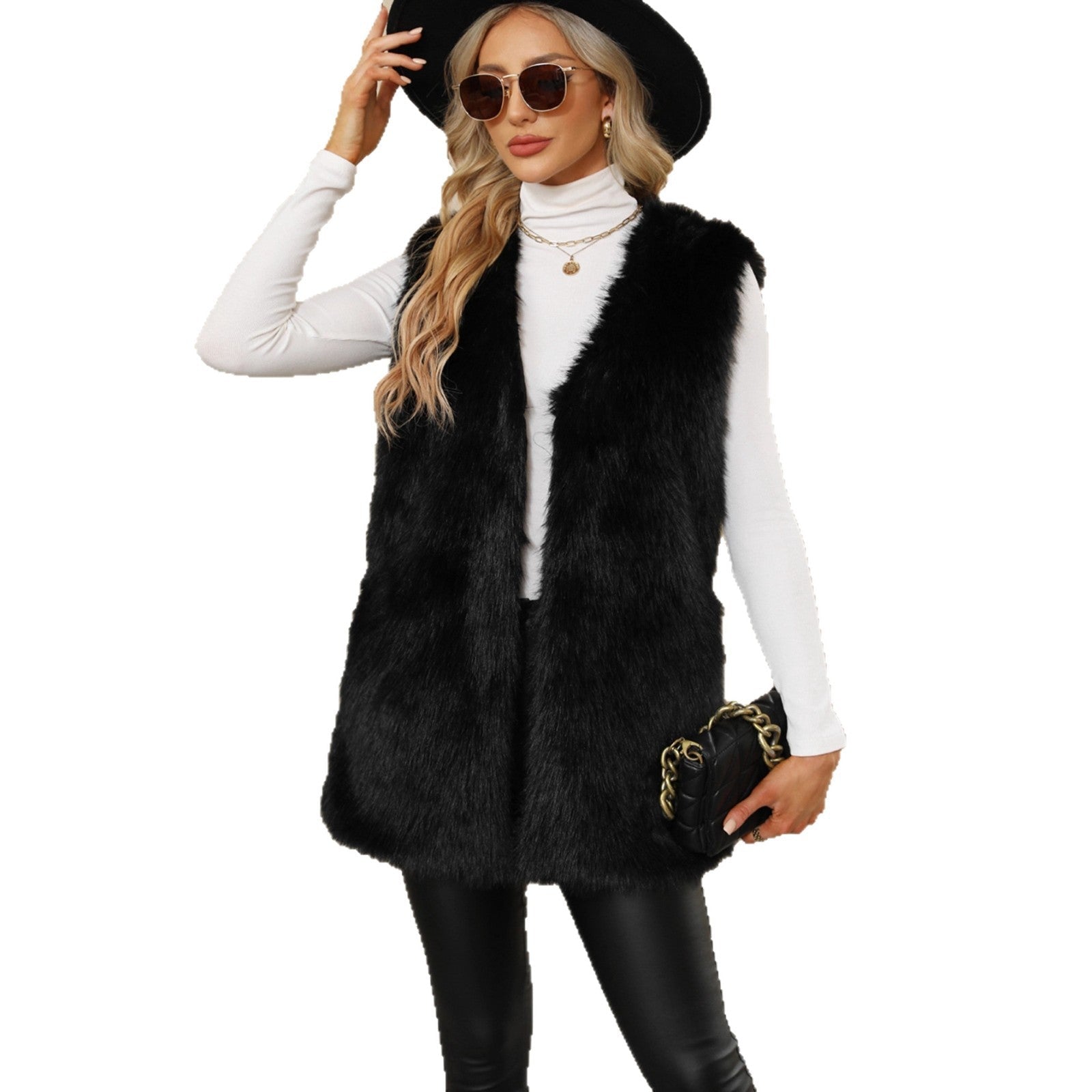 Hadiyah Gilet Donna in Pelliccia Sintetica di Lusso – Taglio Lungo & Calore Elegante