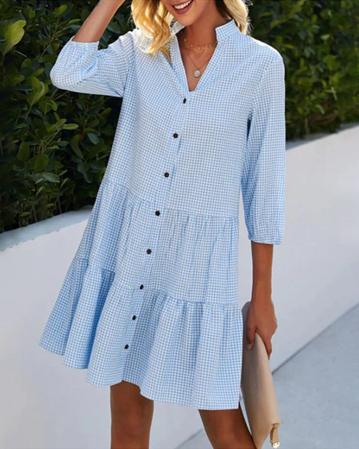 Adeline Robe d'Été Femme – Robe Légère en Coton avec Motif Vichy & Coupe Aérée