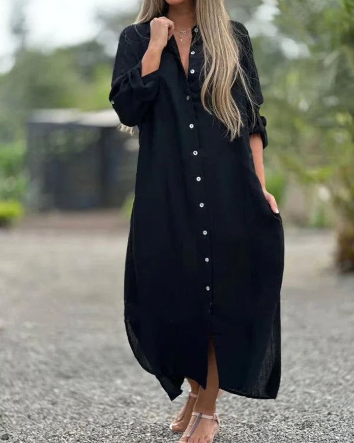 Bianca Robe Chemise Femme – Coton Italien Doux avec Col Classique & Coupe Décontractée