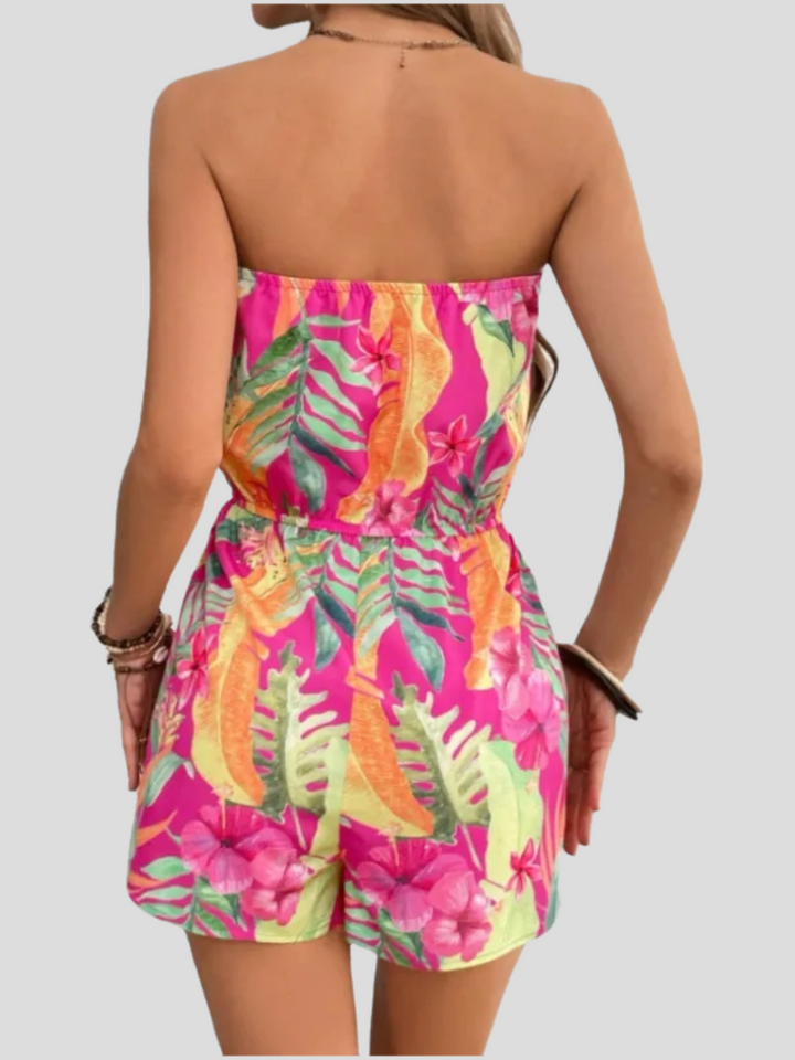 Combinaison Femme Lily – Tenue d’Été Bustier à Imprimé Fleuri avec Taille Élastique Confortable