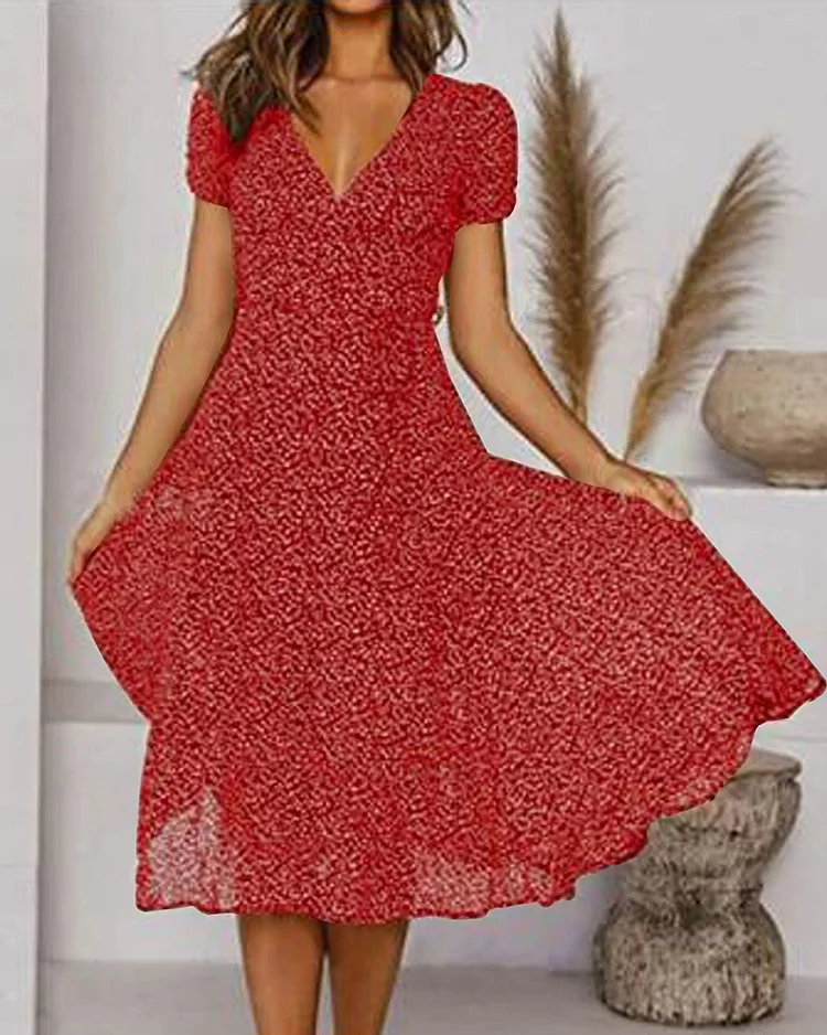 Élise Robe Femme Mousseline – Imprimé Floral Léger, Col en V & Coupe Fluide Estivale