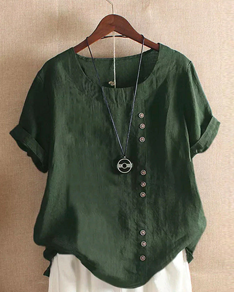Lena Blouse Femme – Blouse Légère en Lin avec Boutonnage & Look Naturel