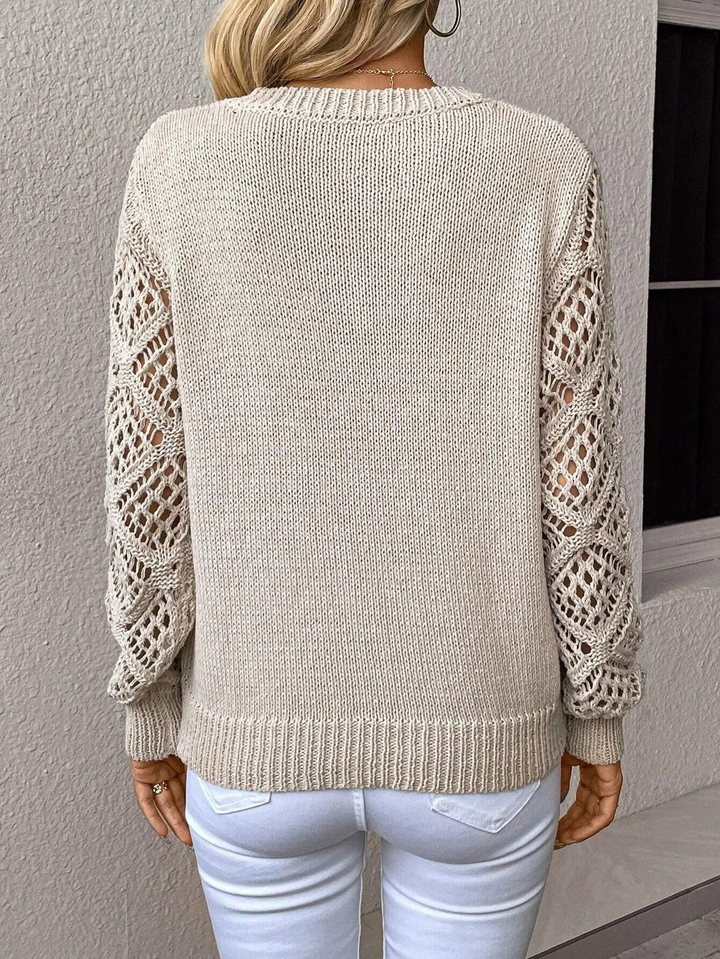 Danny Pull Femme – Léger, Manches Crochetées et Col en V pour un Look Élégant