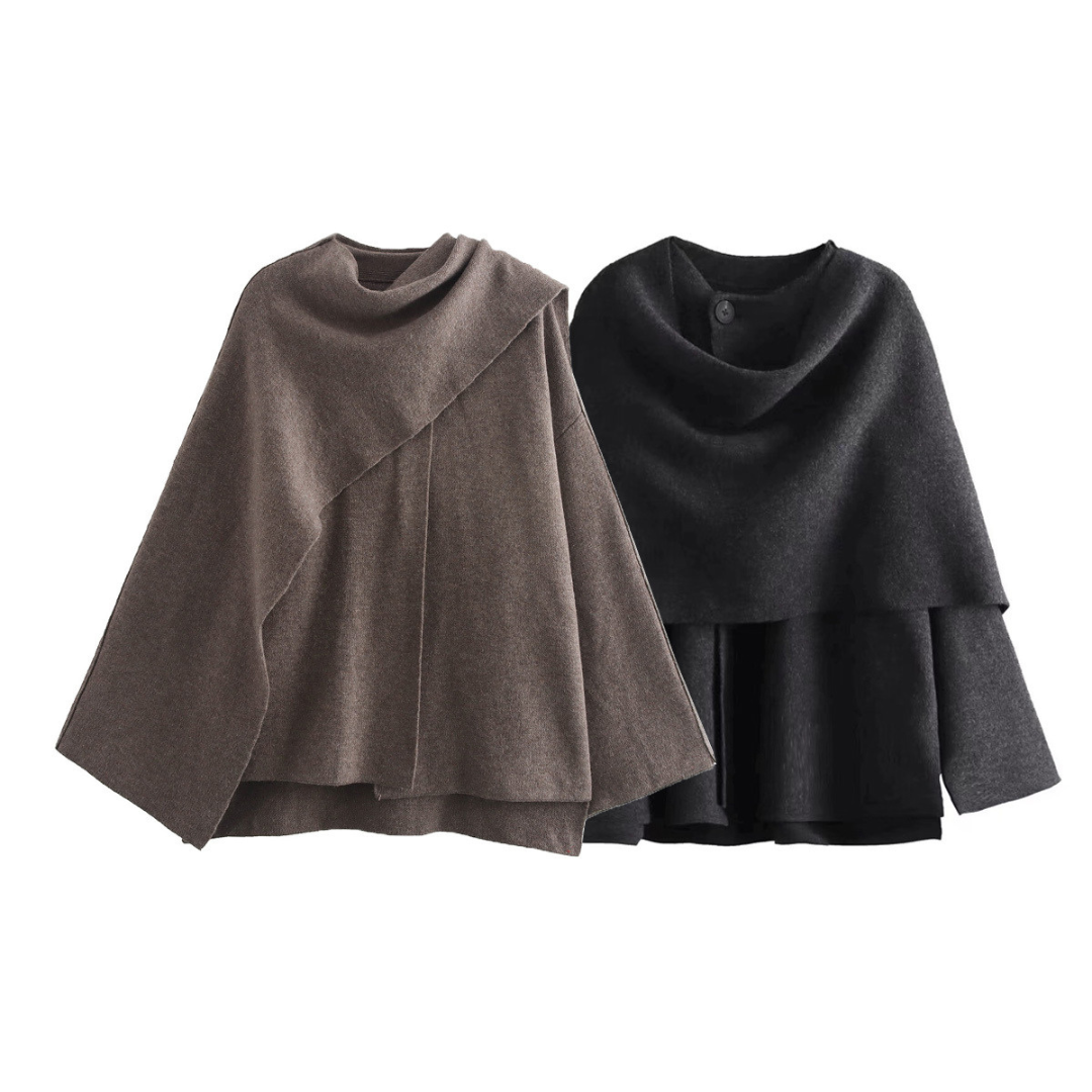 Emma Women's Poncho – Asymmetric Wool, Elegant & Ideal for Winter Warmth