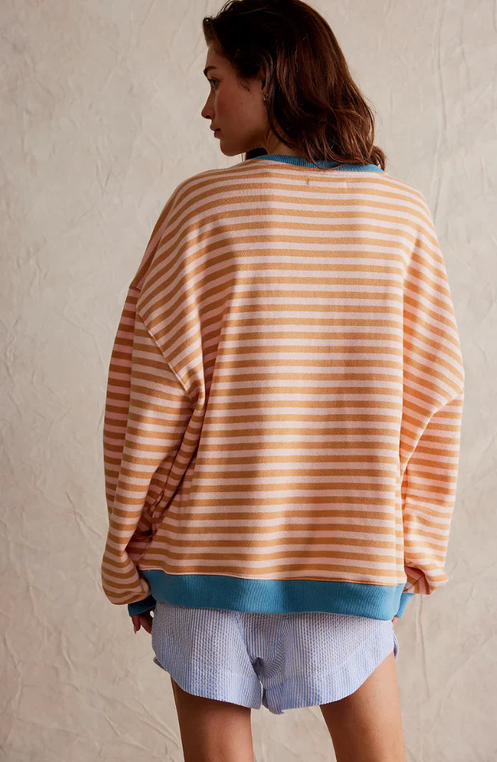Mila Sweat Oversize – Sweat Confortable avec Rayures Classiques et Détails Contrastés